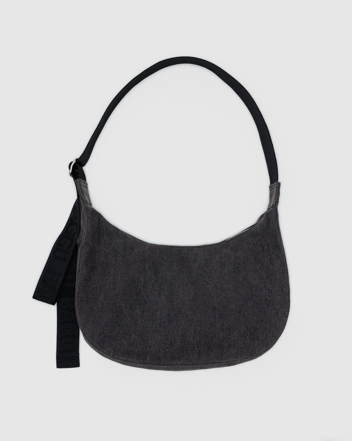 Medium Denim Crescent Bag - Washed Black Denim - Light Pack