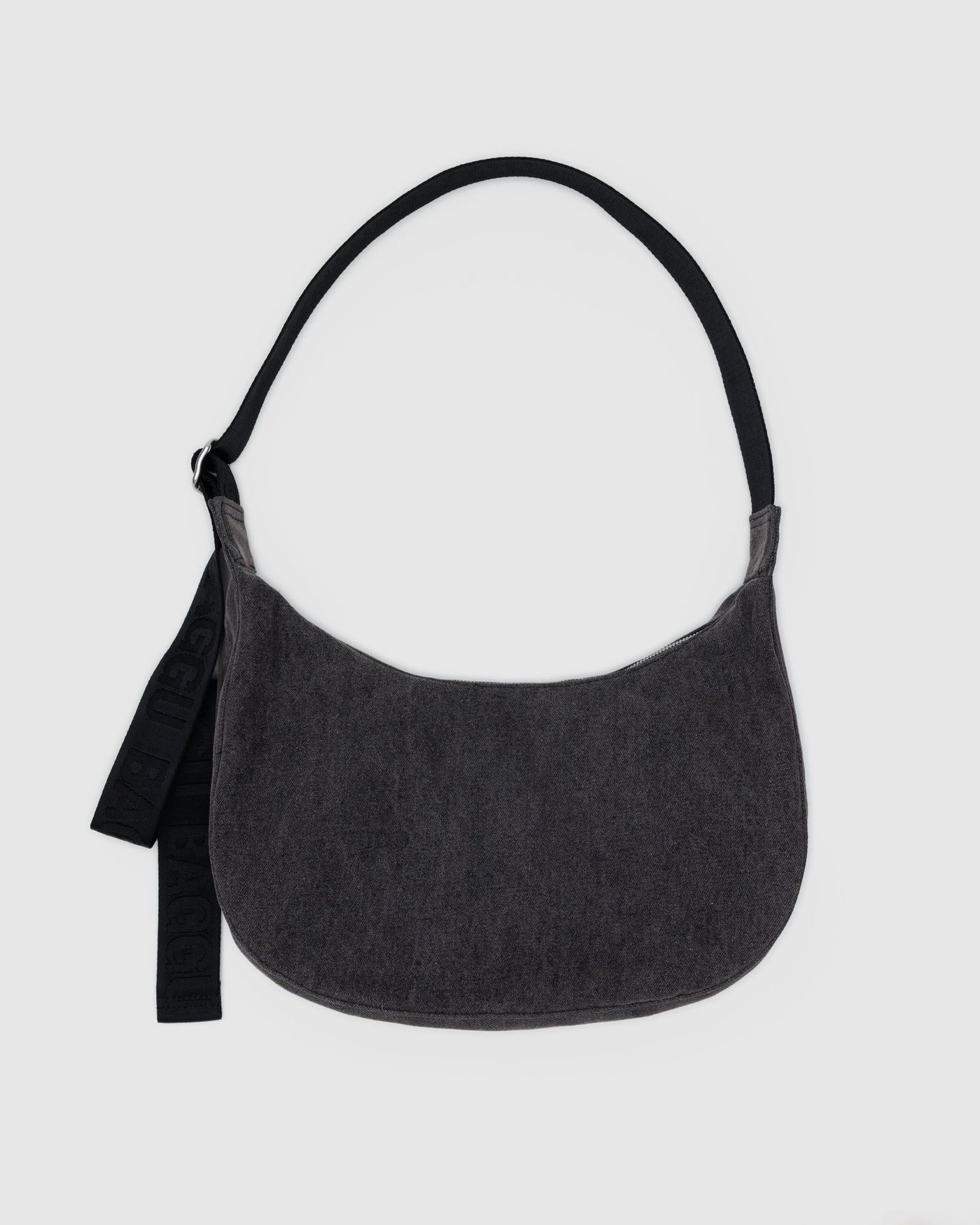 Medium Denim Crescent Bag - Washed Black Denim - Light Pack
