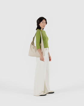 Recycled Leather Shoulder Bag - Stone