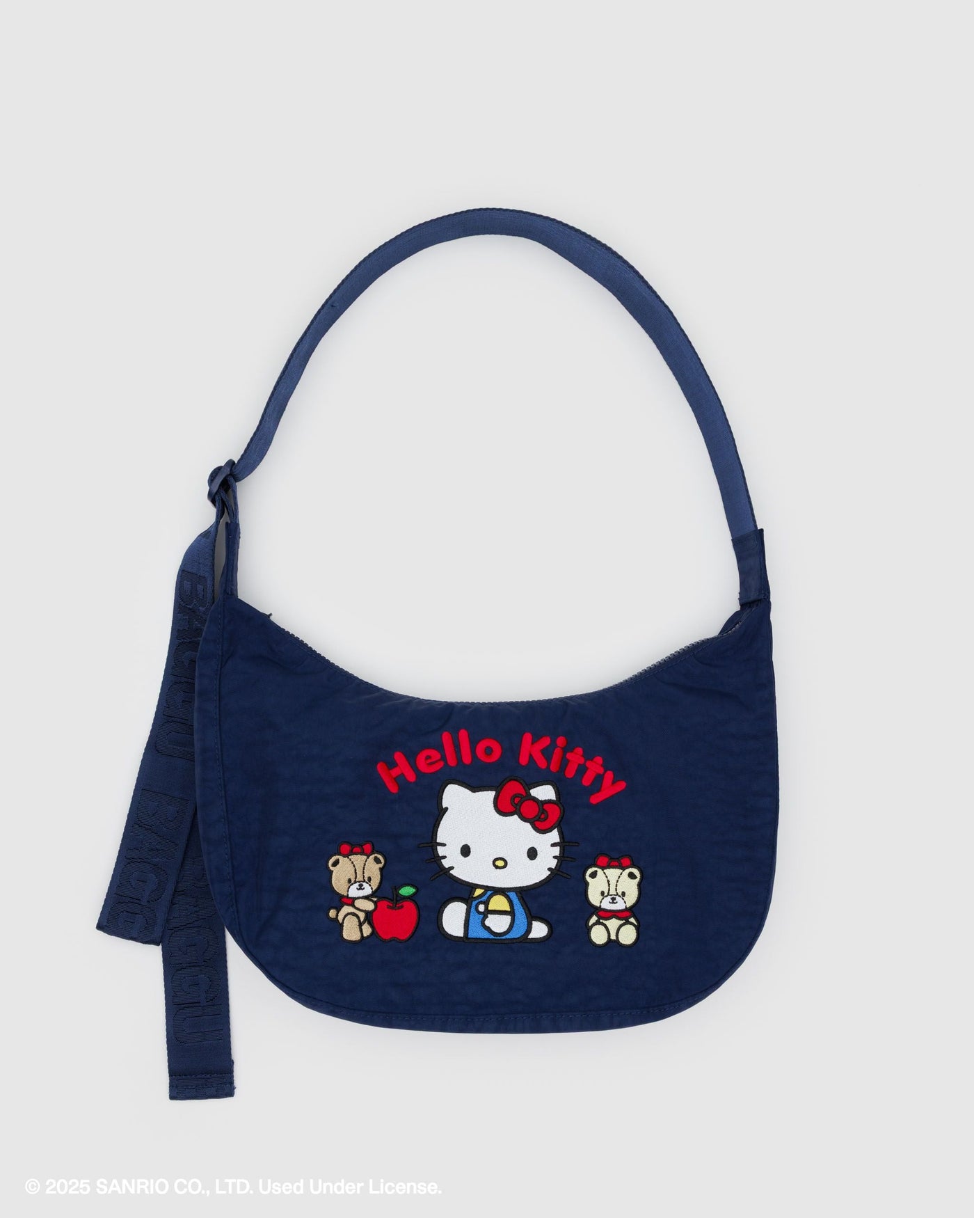 Medium Nylon Crescent Bag - Embroidered Hello Kitty & Teddy - City Carry