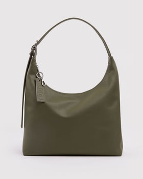 Recycled Leather Shoulder Bag - Loden - Simple Tote