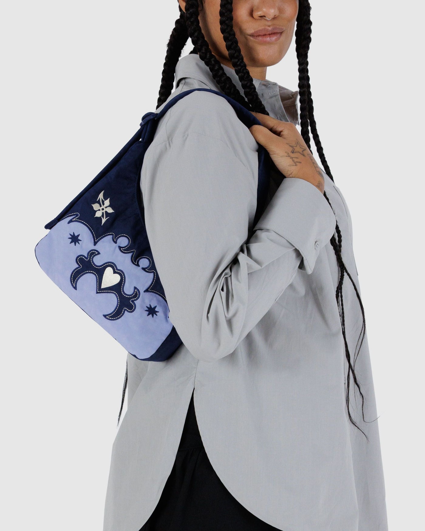 Mini Nylon Shoulder Bag - Western Appliqué - Quick Grab