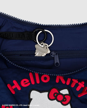 Medium Nylon Crescent Bag - Embroidered Hello Kitty & Teddy - City Carry