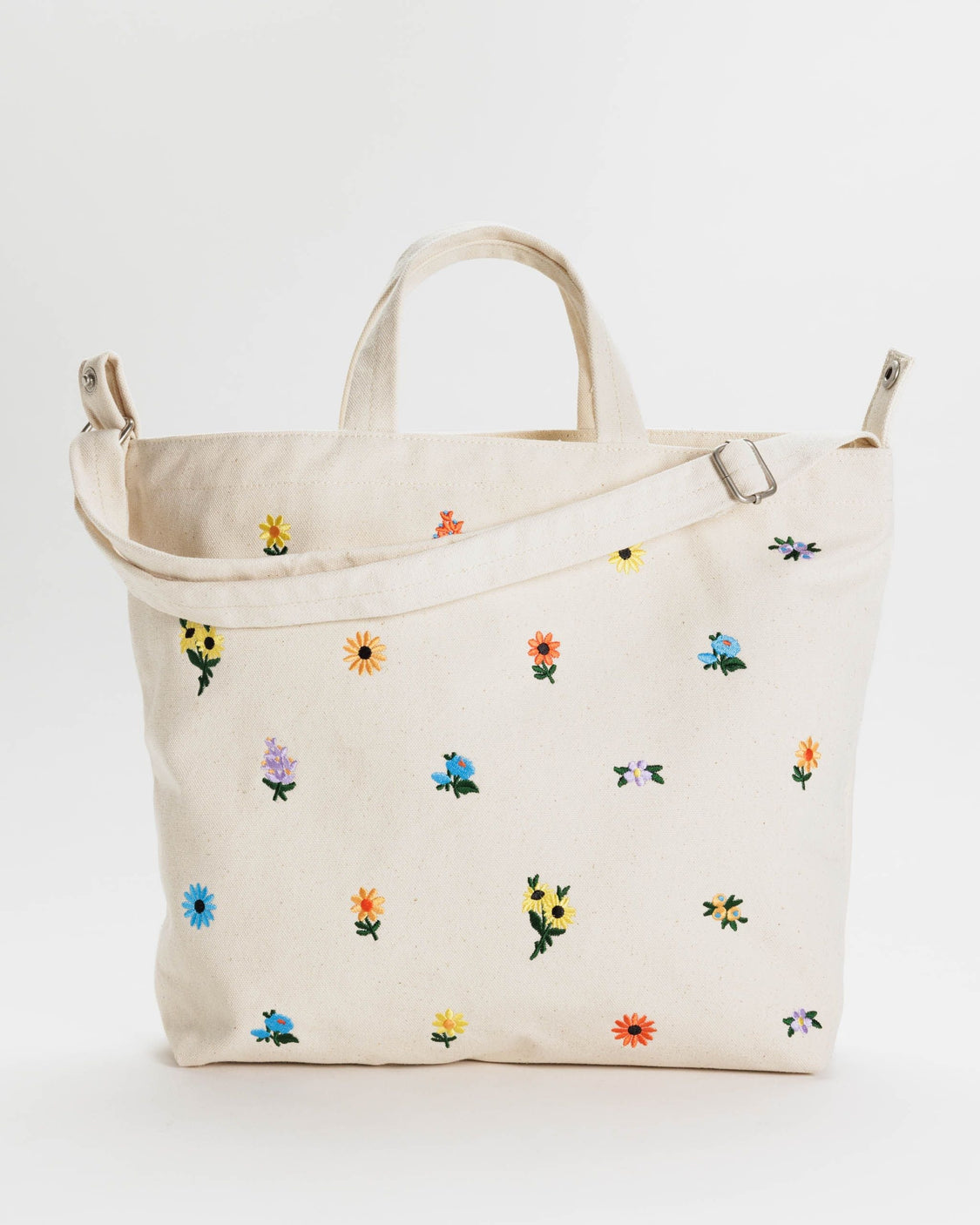 Horizontal Zip Duck Bag - Embroidered Ditsy Floral - Easy Tote