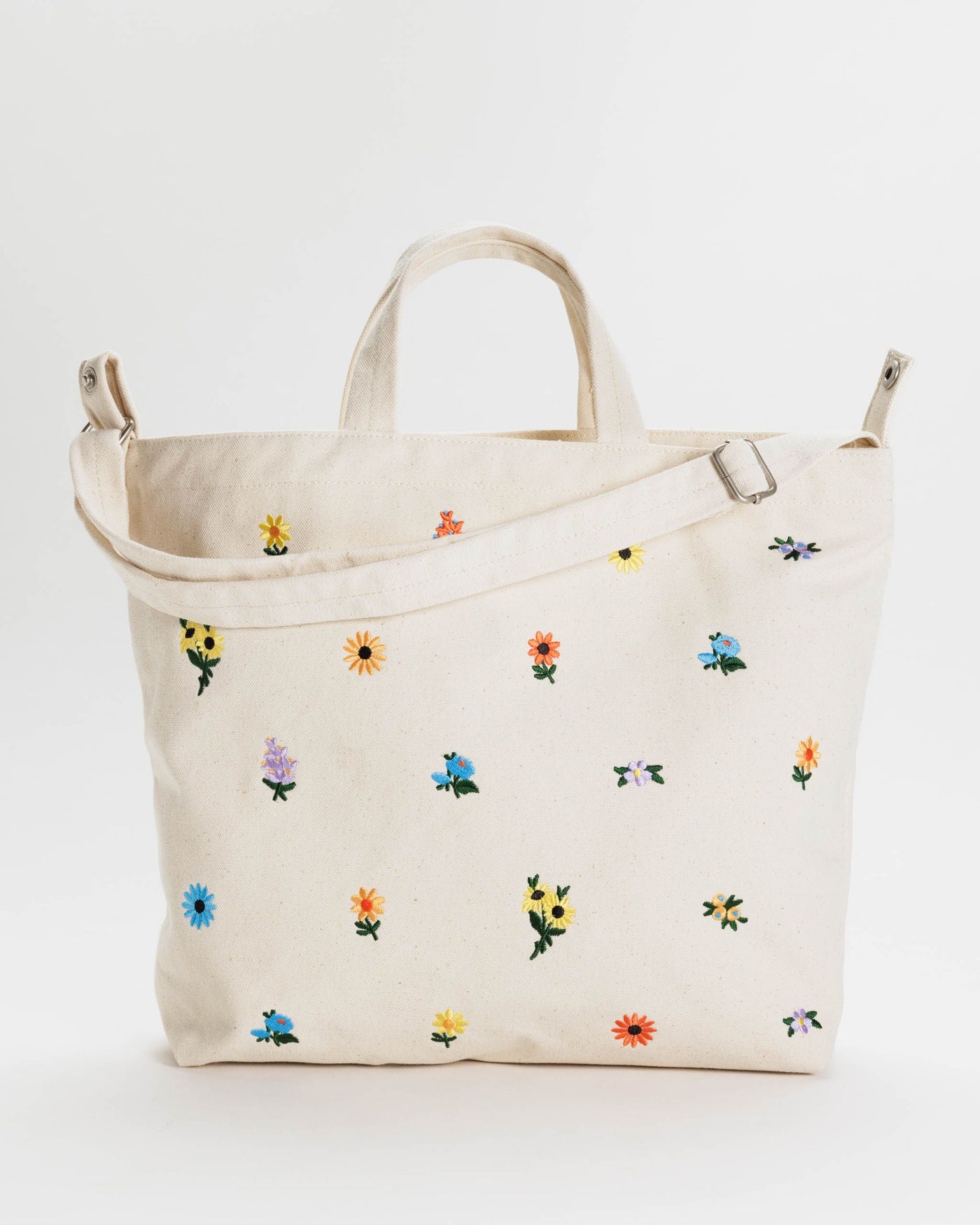 Horizontal Zip Duck Bag - Embroidered Ditsy Floral - Easy Tote